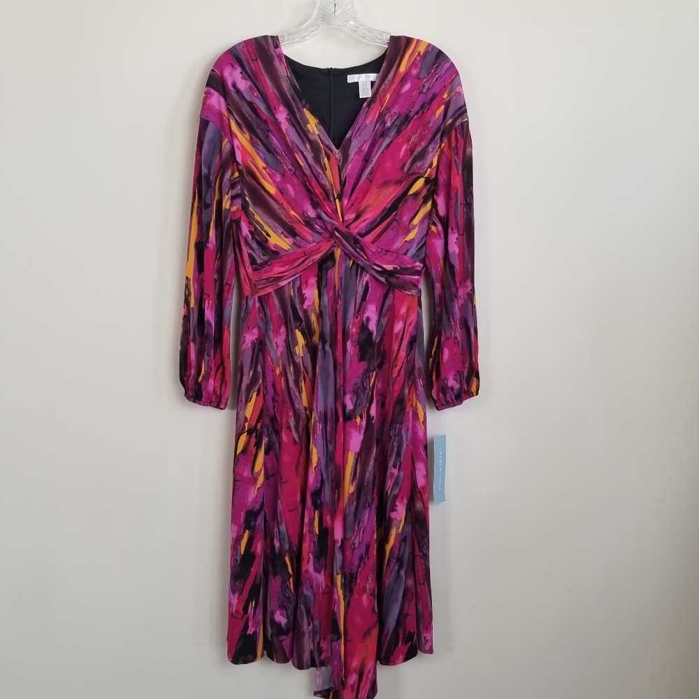 London Times V-Neck Twist Front Dress Size 10 NWT